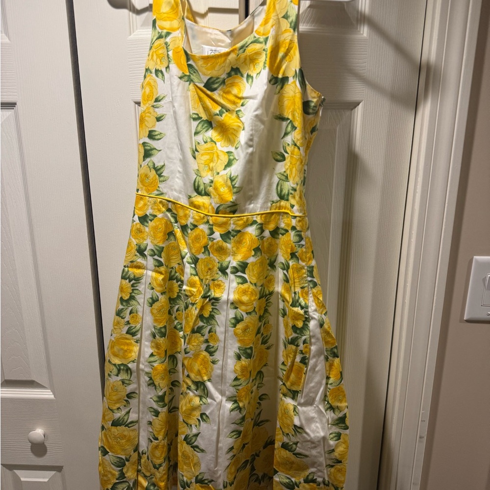 LOFT Yellow Floral Midi Dress